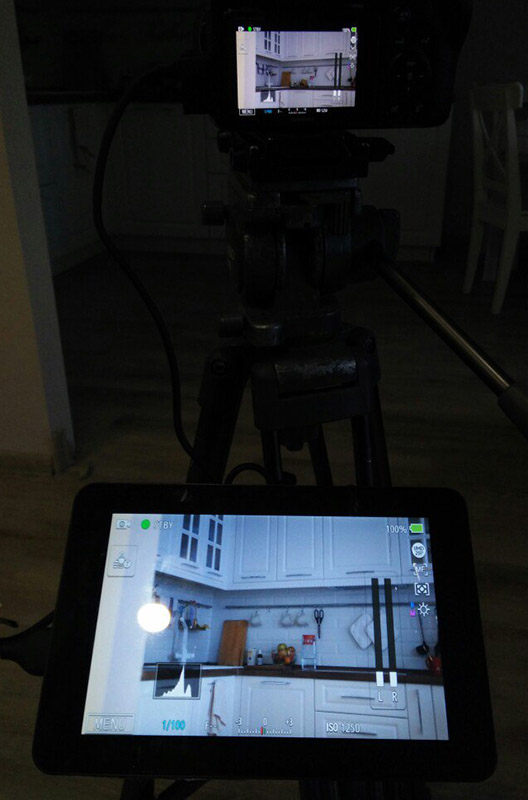 El monitor muestra todo lo que proporciona la cámara a través de hdmi, mi cámara (Samsung NX1) tiene varios modos de visualización